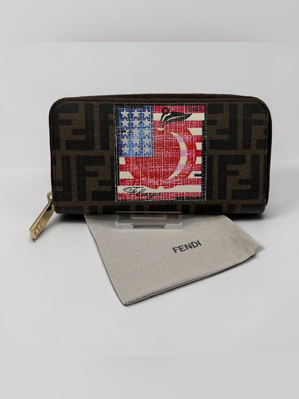Fendi Zip Around Continental Wallet Fendi Stamp Collection American Flag